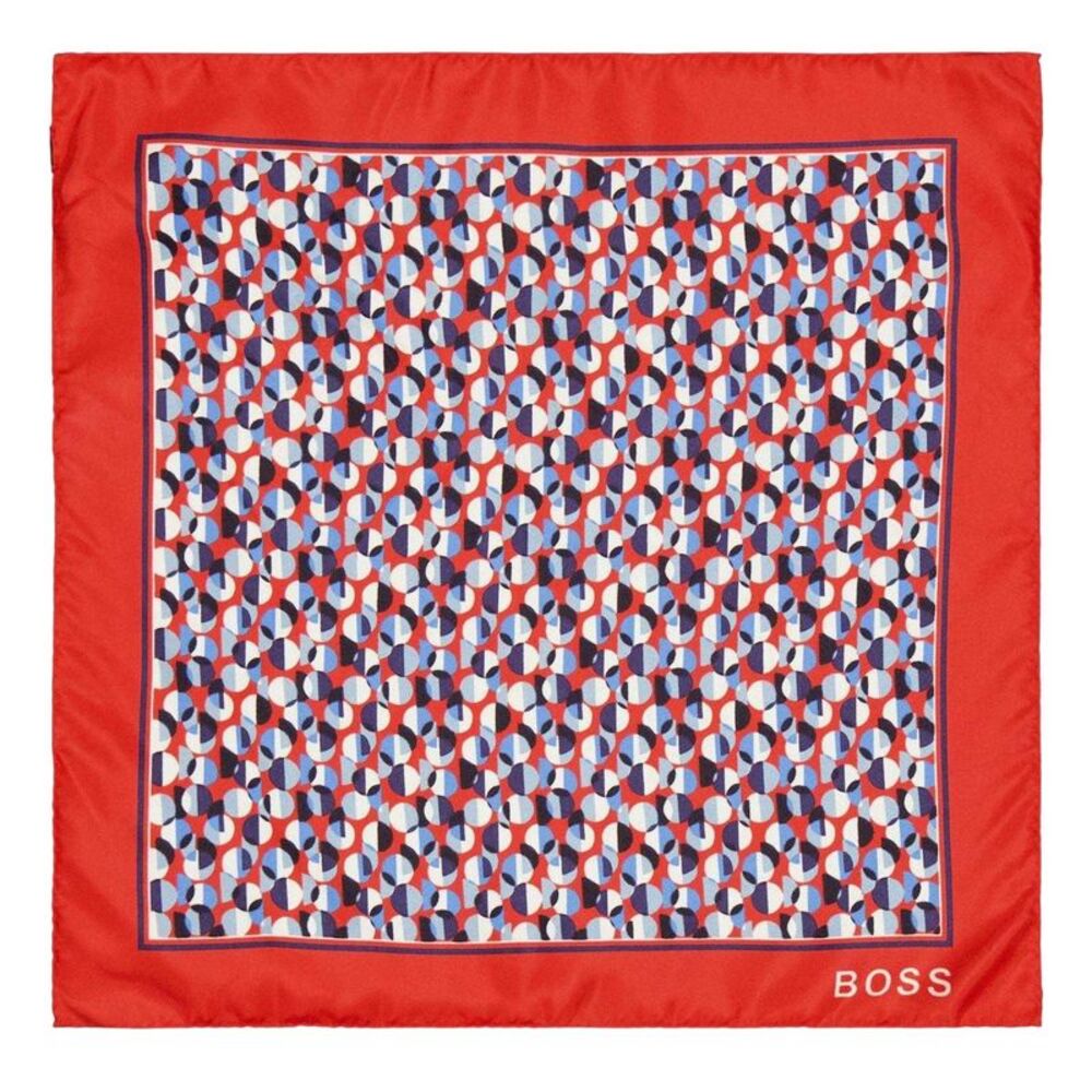 Boss Mens Logo Pocket Square / Red